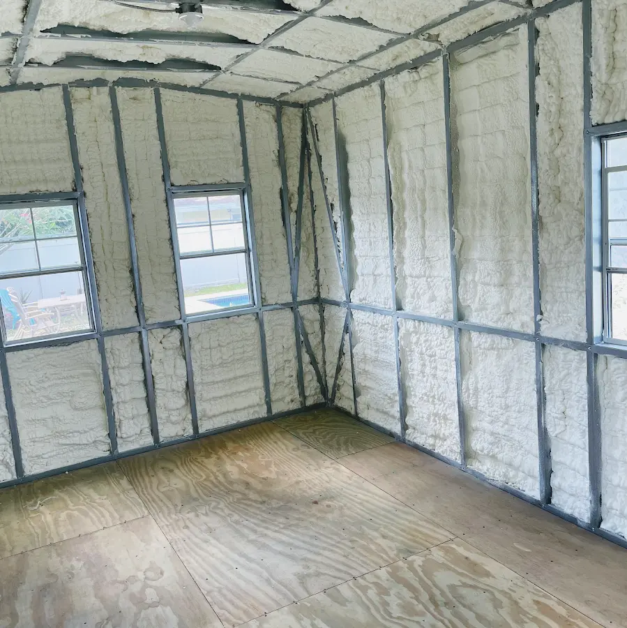 Closed-cell spray foam insulation applied to wall cavities in a residential project in Mahtomedi